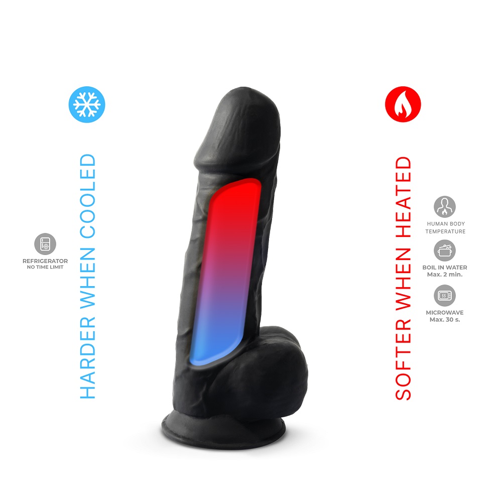 SilexD 8.5 inch Realistic Silicone Dual Density Girthy Dildo with Suction Cup with Balls Black, Black realistic dual-density…