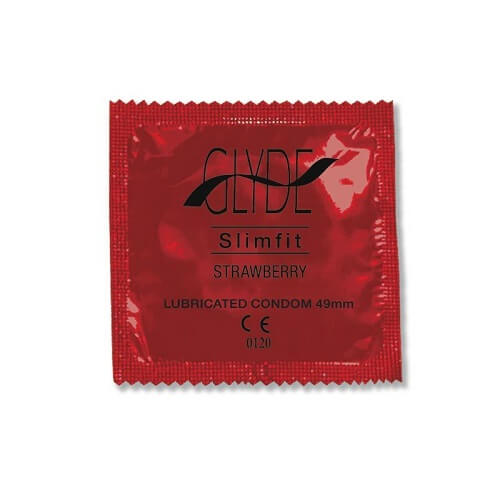 Glyde Ultra Slimfit Strawberry Flavour Vegan Condoms 100 Bulk Pack, in natural rubber latex