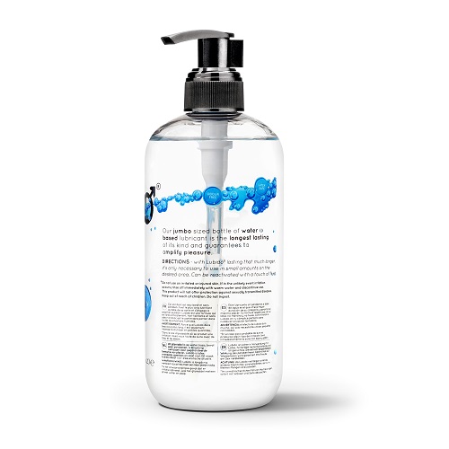 Lubido Water Based Lubricant 500ml, Large 500ml bottle of clear water based lubricant with a lock-and-pump dispenser top, sh…