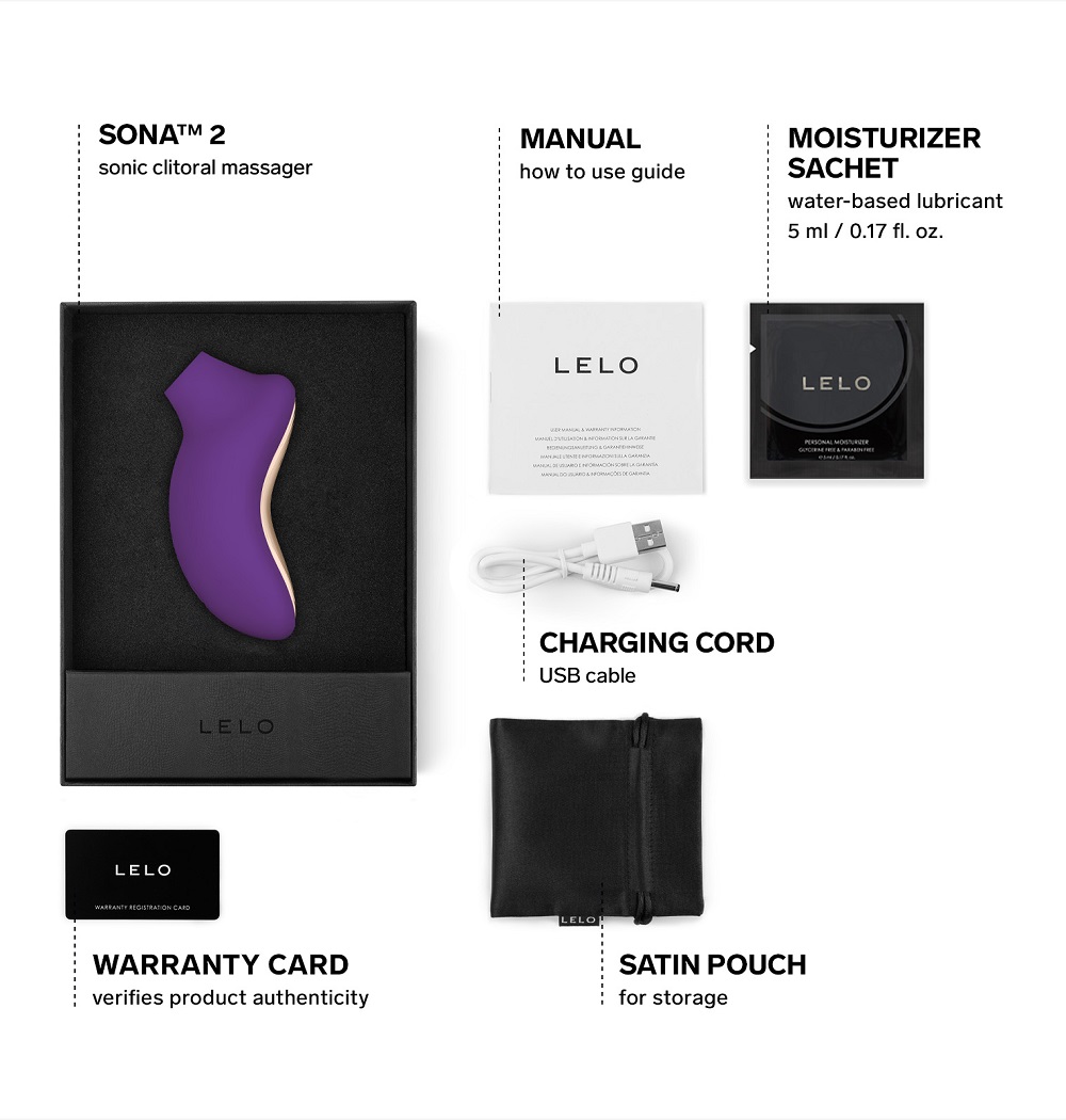 LELO SONA 2 Sonic Clitoral Massager - Purple, in silicone / abs, shown from the back