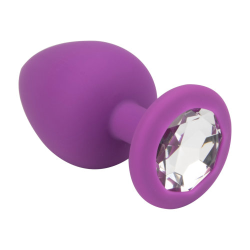 Loving Joy Jewelled Silicone Butt Plug Purple -Large, in silicone, shown from the back