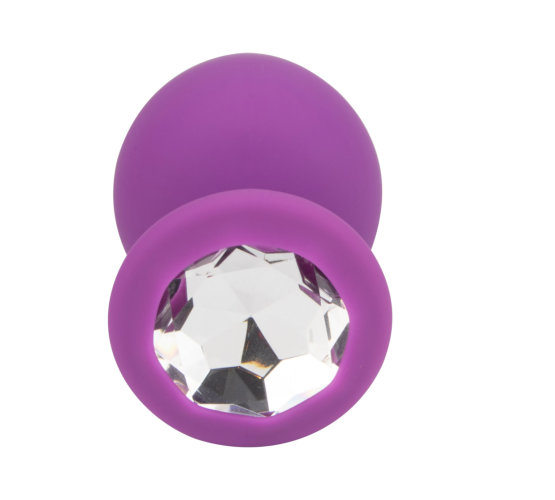 Loving Joy Jewelled Silicone Butt Plug Purple -Large, in silicone, shown from the side