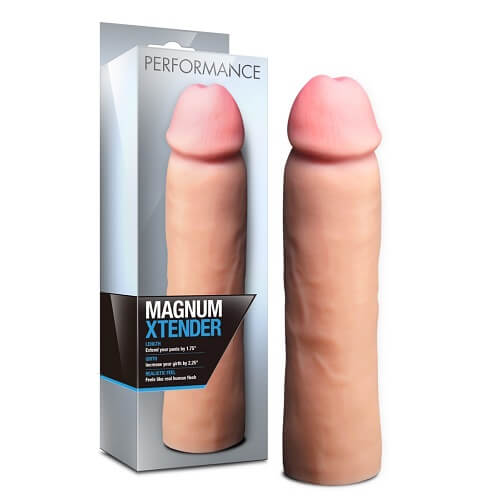 Performance Magnum Realistic Girthy Penis Extender, Girthy realistic penis extender sleeve with textured surface and hollow…