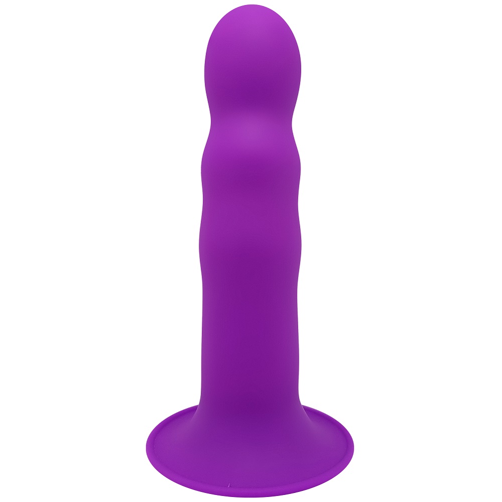 Adrien Lastic Cushioned Core Suction Cup Ribbed Silicone Dildo 7 Inch, in silicone and silexpan