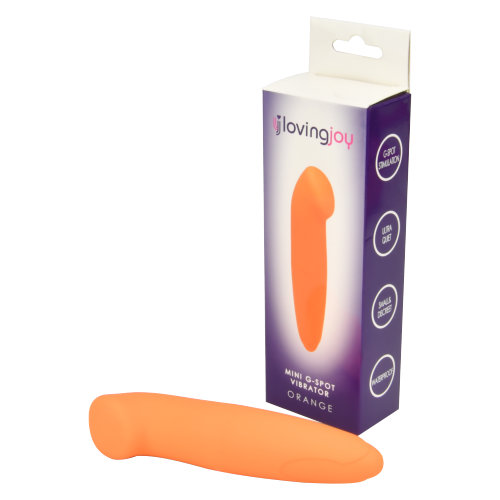 Loving Joy Mini G-Spot Vibrator Orange, in pu coated, shown from the back