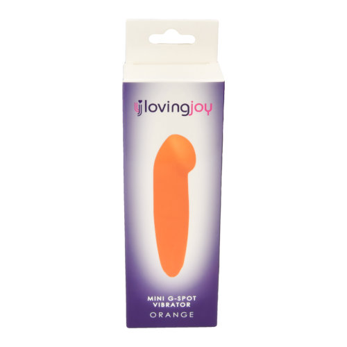 Loving Joy Mini G-Spot Vibrator Orange, in pu coated, close-up detail