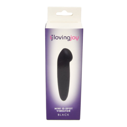 Loving Joy Mini G-Spot Vibrator Black, in pu coated abs, shown from the side