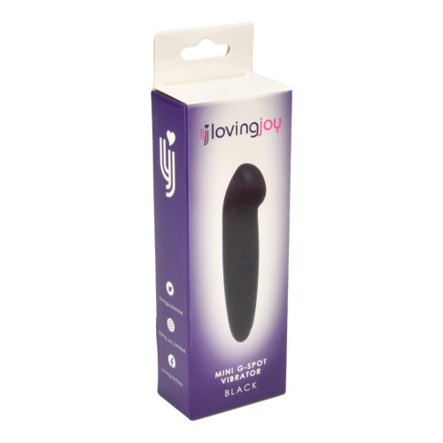 Loving Joy Mini G-Spot Vibrator Black, in pu coated abs, close-up detail