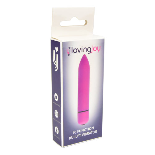 Loving Joy 10 Function Purple Bullet Vibrator, shown from the back