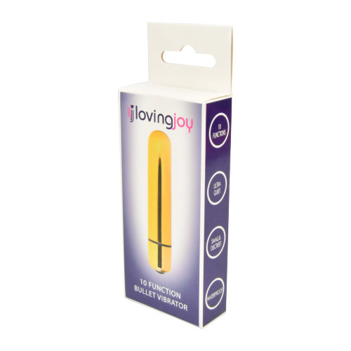 Loving Joy 10 Function Gold Bullet Vibrator, shown from the back