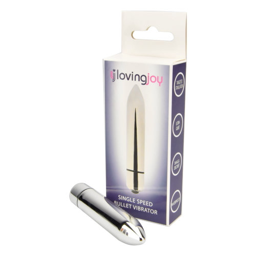 Loving Joy Single Speed Silver Bullet Vibrator, close-up detail