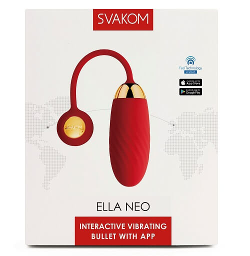 Svakom Ella Neo Interactive App Controlled Vibrating Egg, shown from the side