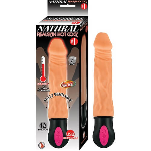 Realistic Warming 7 inch Vibrating Dildo Vanilla, in tpe/abs/silicone