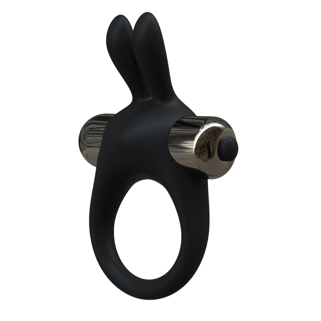 JoyRings Silicone Rabbit Vibrating Cock Ring, in silicone, shown from the back