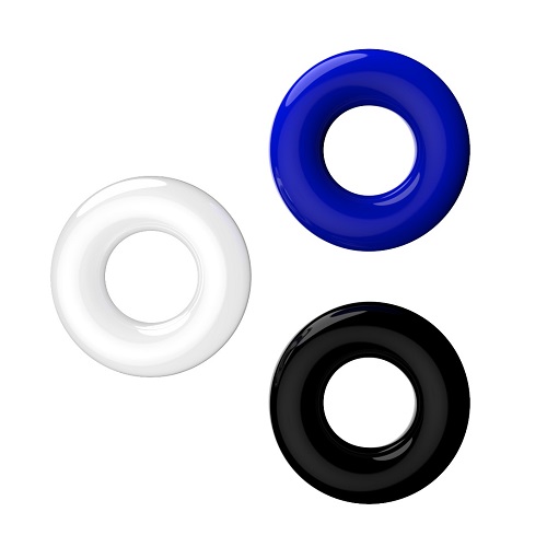 JoyRings Doughnut Cock Rings (3 Pack), in tpr