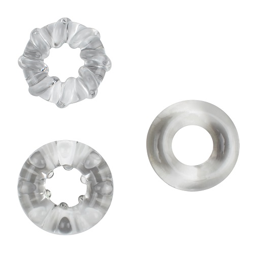 JoyRings Enhancement Cock Ring Set (3 Pack), in tpr