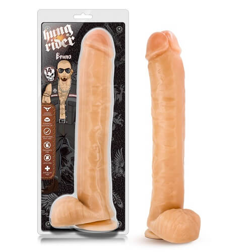 Hung Rider 14 Inch Large Realistic Dildo, in pvc, shown from the back