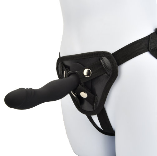 Loving Joy 6 Inch Silicone Strap On Dildo Kit, in silicone, shown from the back