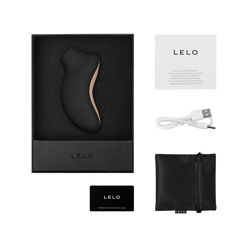 LELO SONA Sonic Clitoral Massager - Black, in silicone / abs, close-up detail
