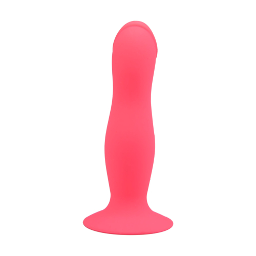 Loving Joy 6 Inch Silicone Dildo with Suction Cup Pink, Pink silicone dildo with a curved ridged tip and a round suction cup…