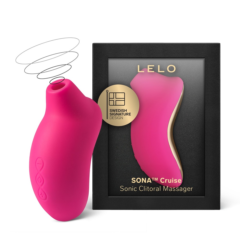 LELO SONA Cruise Clitoral Massager Cerise, Compact cerise clitoral massager with a smooth silicone body and softly curved mo…