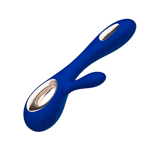Lelo Soraya Wave Dual Action Vibrator Midnight Blue, shown from the side