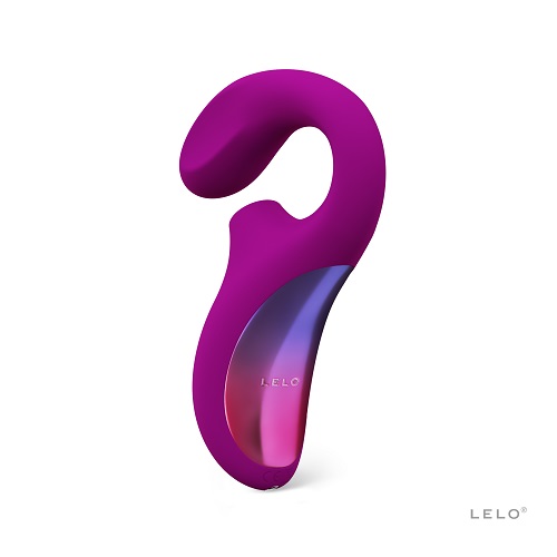 LELO Enigma Dual Stimulation Sonic Massager Deep Rose, Deep rose dual-action sonic massager with curved body and flexible in…