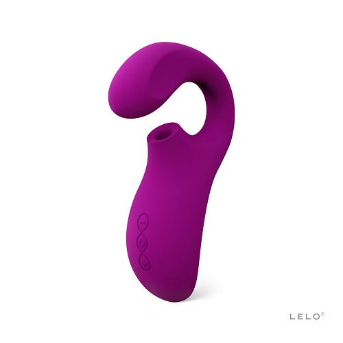 LELO Enigma Dual Stimulation Sonic Massager Deep Rose, Deep rose dual-action sonic massager with curved body and flexible in…