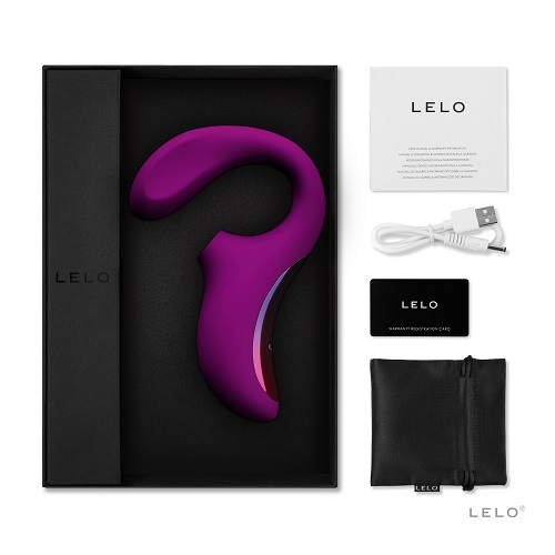 LELO Enigma Dual Stimulation Sonic Massager Deep Rose, Deep rose dual-action sonic massager with curved body and flexible in…