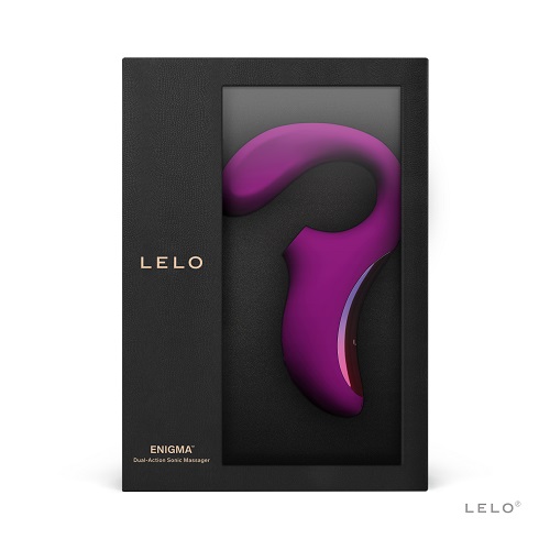 LELO Enigma Dual Stimulation Sonic Massager Deep Rose, Deep rose dual-action sonic massager with curved body and flexible in…