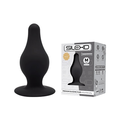 SilexD Dual Density Tapered Silicone Butt Plug Medium, shown from the back
