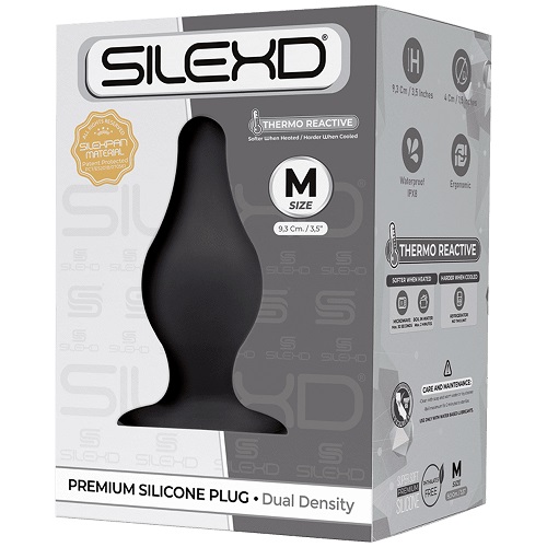 SilexD Dual Density Tapered Silicone Butt Plug Medium, shown from the side