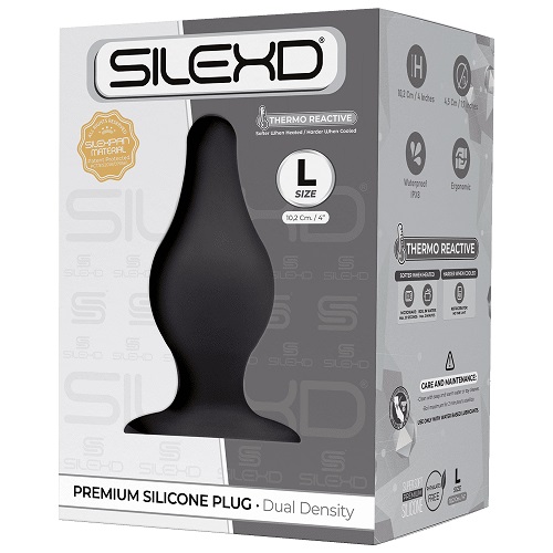 SilexD Dual Density Tapered Silicone Butt Plug Large, shown from the side
