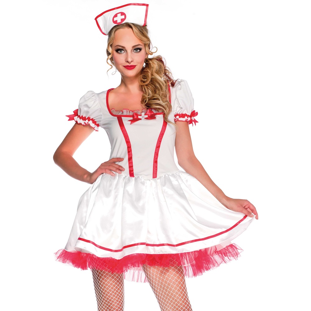 Leg Avenue Naughty Nurse Costume Small, Two-piece nurse costume with fitted dress and matching headpiece