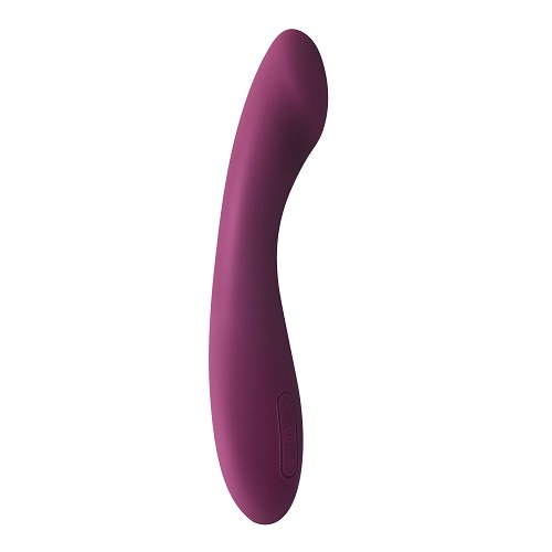 Svakom Amy 2 G-Spot and Clitoral Vibrator, Curved dual-action vibrator with a rounded grip handle and a flat pressable head