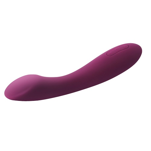 Svakom Amy 2 G-Spot and Clitoral Vibrator, Curved dual-action vibrator with a rounded grip handle and a flat pressable head