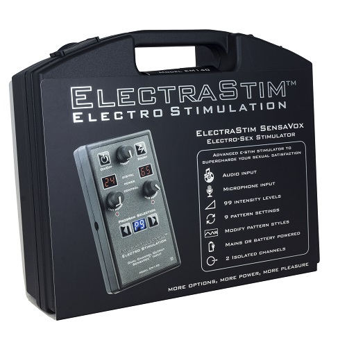 Electrastim SensaVox, Sleek high-end dual-channel electro stimulator unit with twist dial controls and LED displ