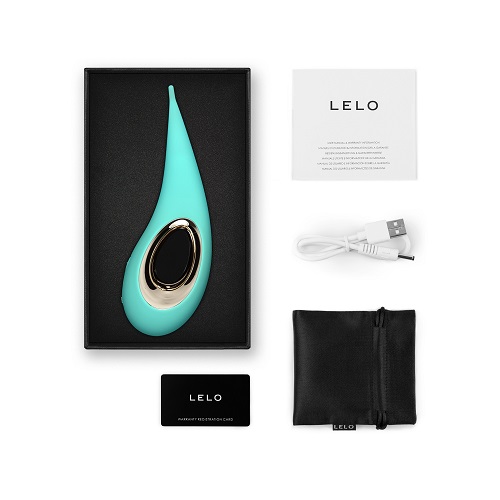 LELO DOT Clitoral Vibrator Aqua, Slim aqua clitoral vibrator with a soft tapered pinpoint tip and smooth silicone finish