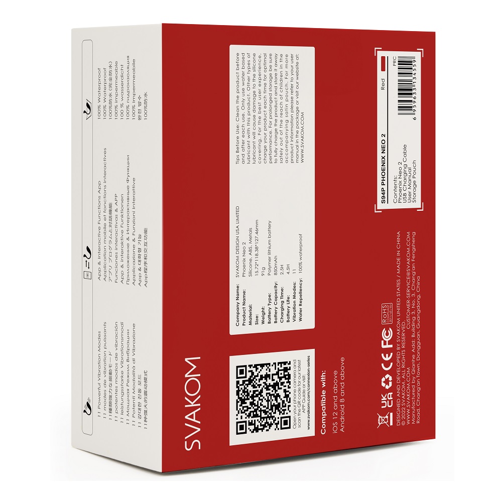 Svakom Phoenix Neo 2 Interactive App Controlled Vibrator, photograph 6