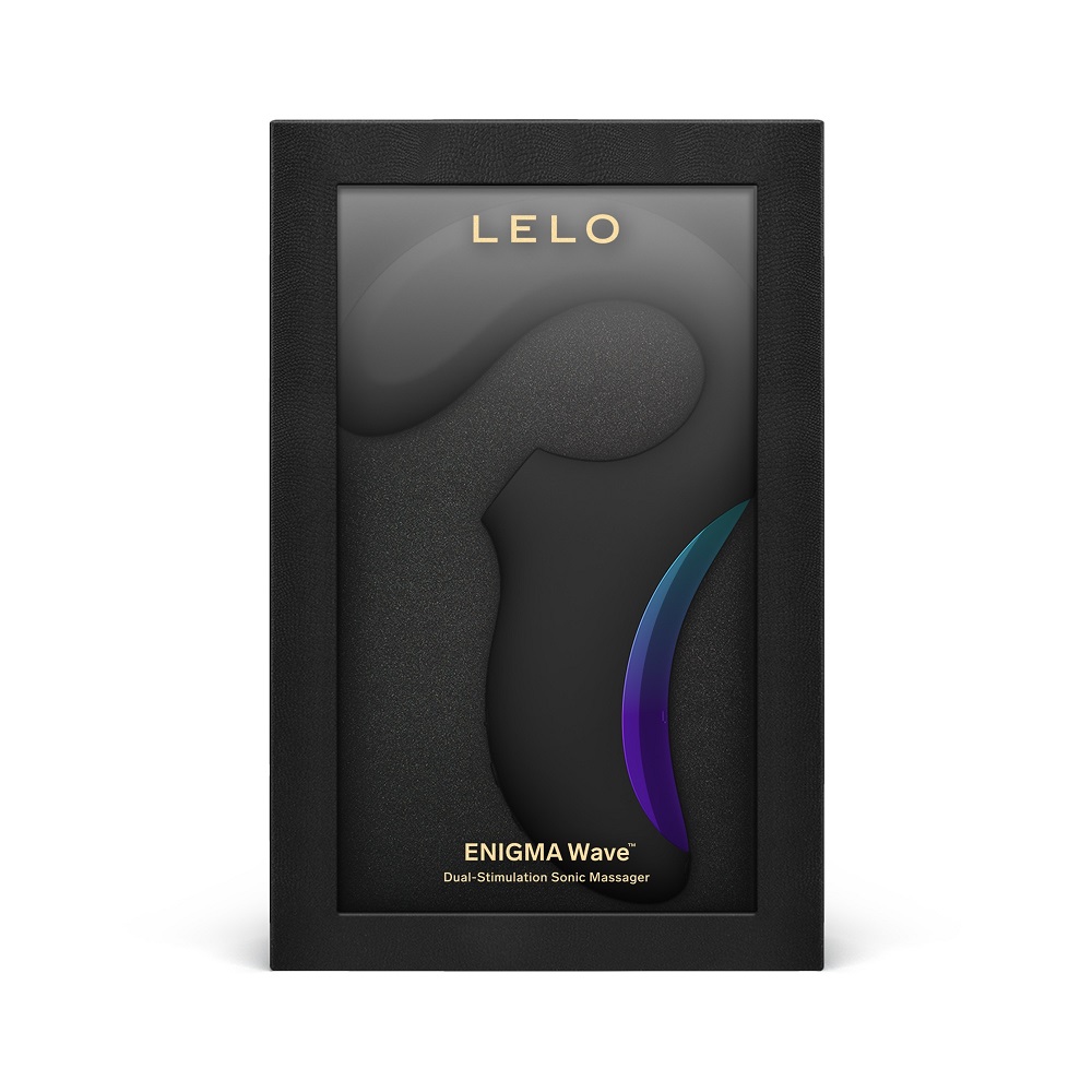 LELO Enigma Wave Dual Stimulation Sonic Massager Black, shown from the side