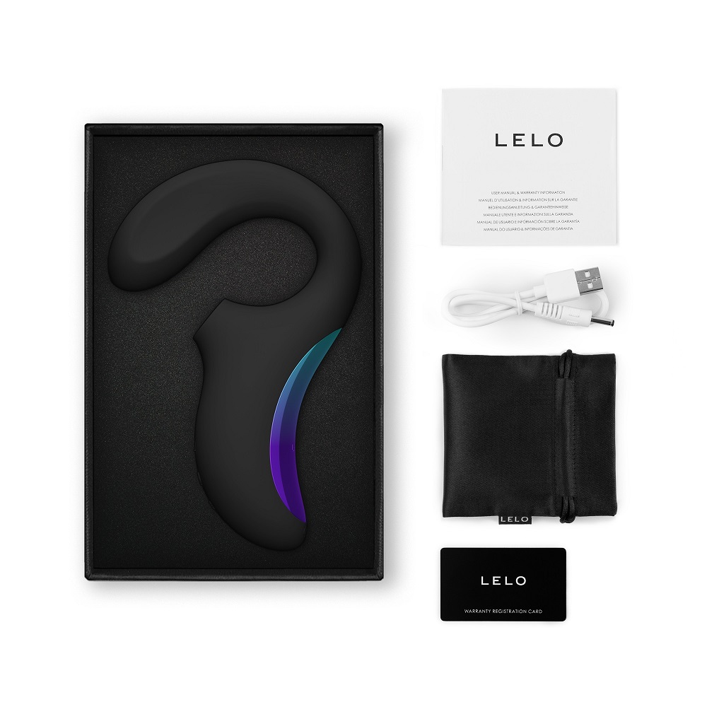 LELO Enigma Wave Dual Stimulation Sonic Massager Black, close-up detail