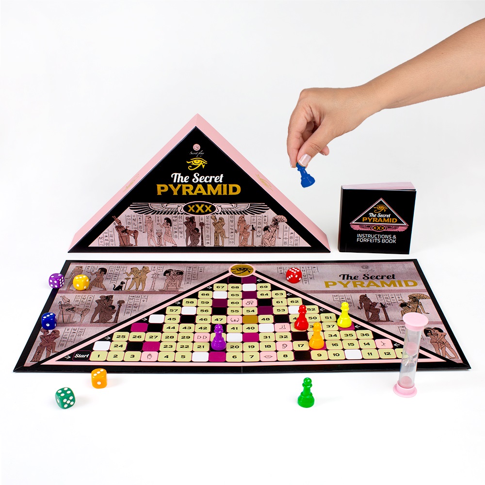 The Secret Pyramid Board Game, shown from the back