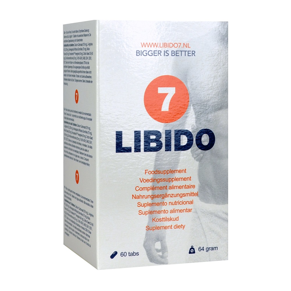 Libido7 Penis Enlargement Tablets (60 Pack), shown from the side