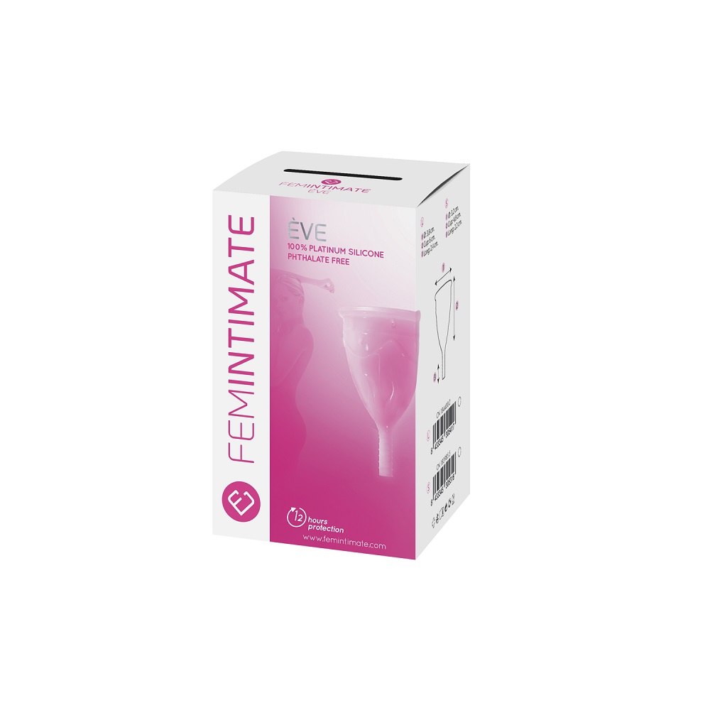 Femintimate Eve Menstrual Cup Large, shown from the side