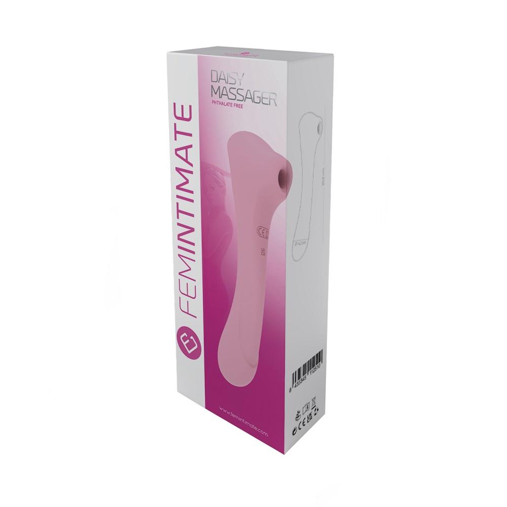 Femintimate Daisy Clitoral Massager, shown in its packaging
