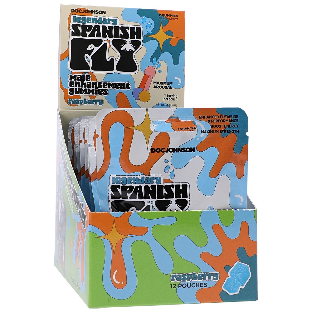 Spanish Fly Male Sex Gummies (2 pack), shown from the back