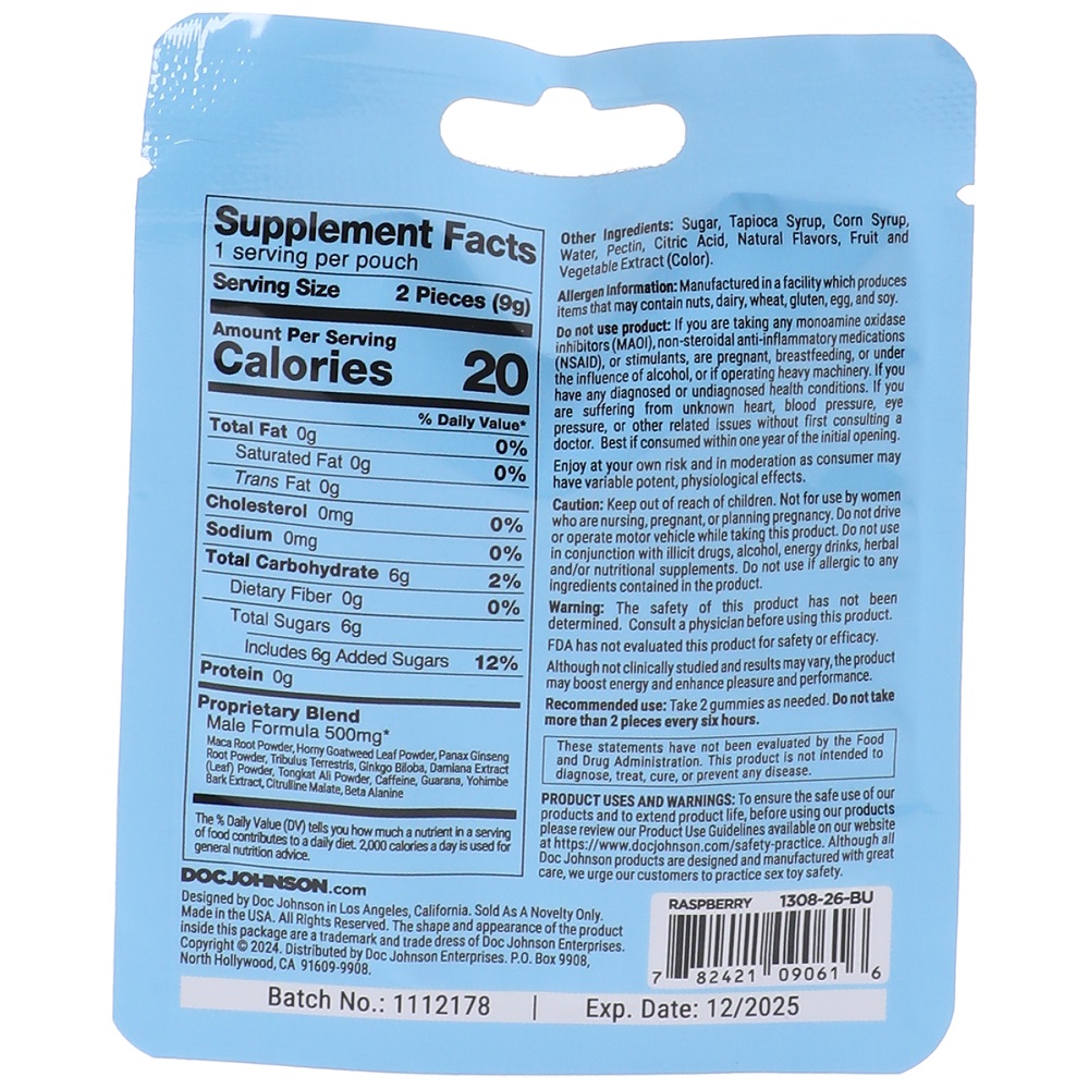 Spanish Fly Male Sex Gummies (2 pack), close-up detail