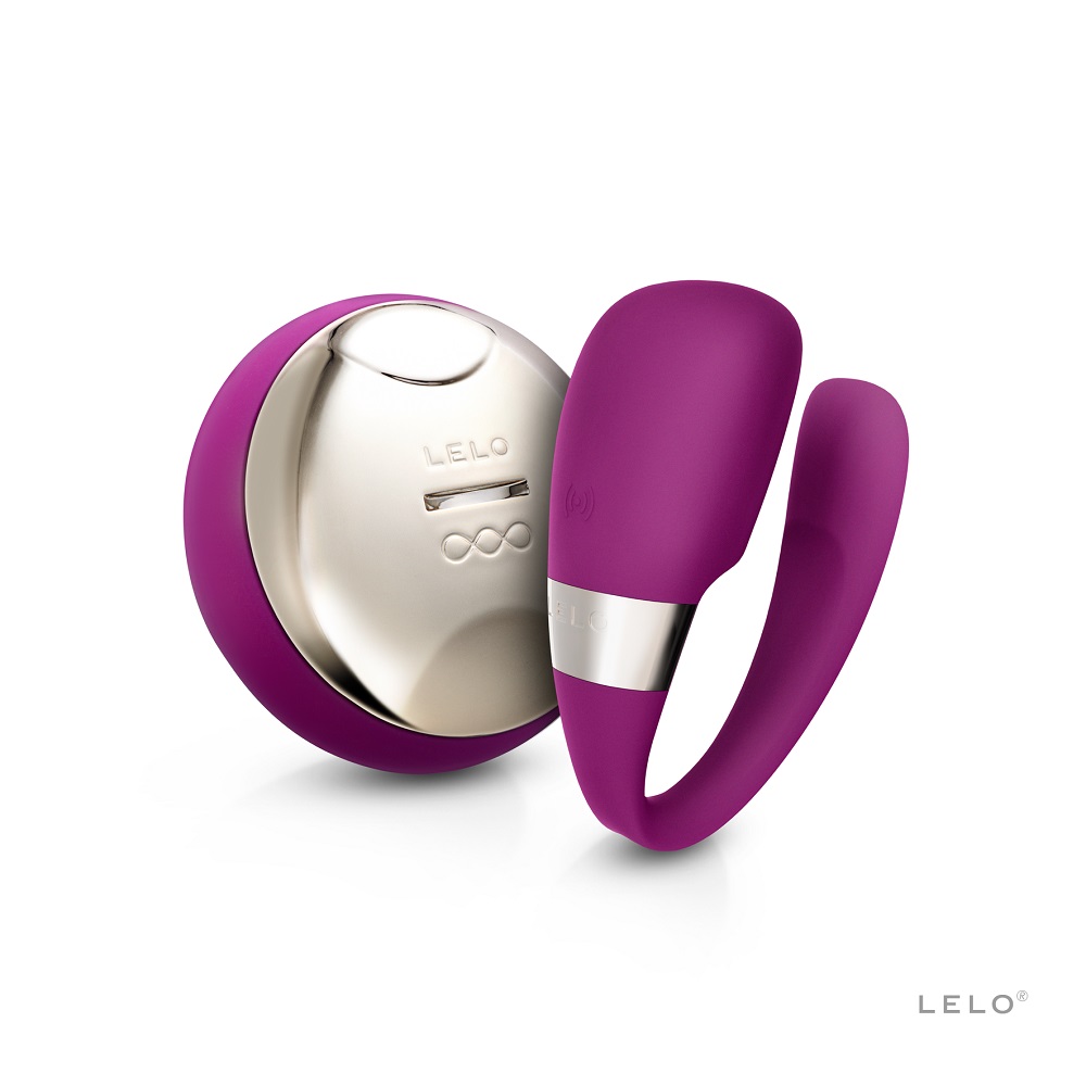 LELO Tiani 3 Couples Massager Deep Rose, Deep rose silicone couples massager with a curved flexible body and smooth finish