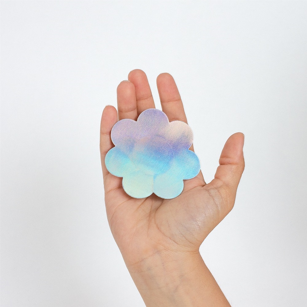 Wow Boobs! Flower Nipple Pasties, Flower-shaped nipple pasties in holographic silver and pink, two matching pairs
