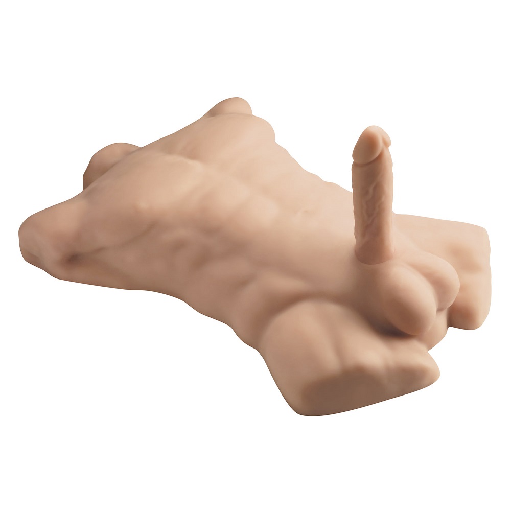 SilexD Apollo Male Pleasure Doll with Interchangeable Dildo, Large realistic male chest torso in soft silicone with an inter…